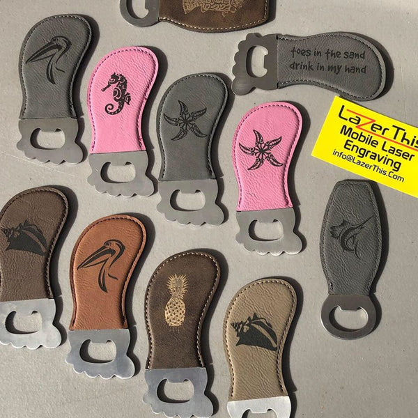 Magnetic Leatherette Bottle Opener - Barefoot